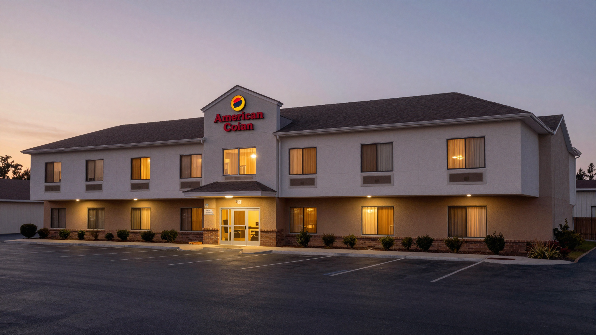 Hampton Inn exterior at dusk