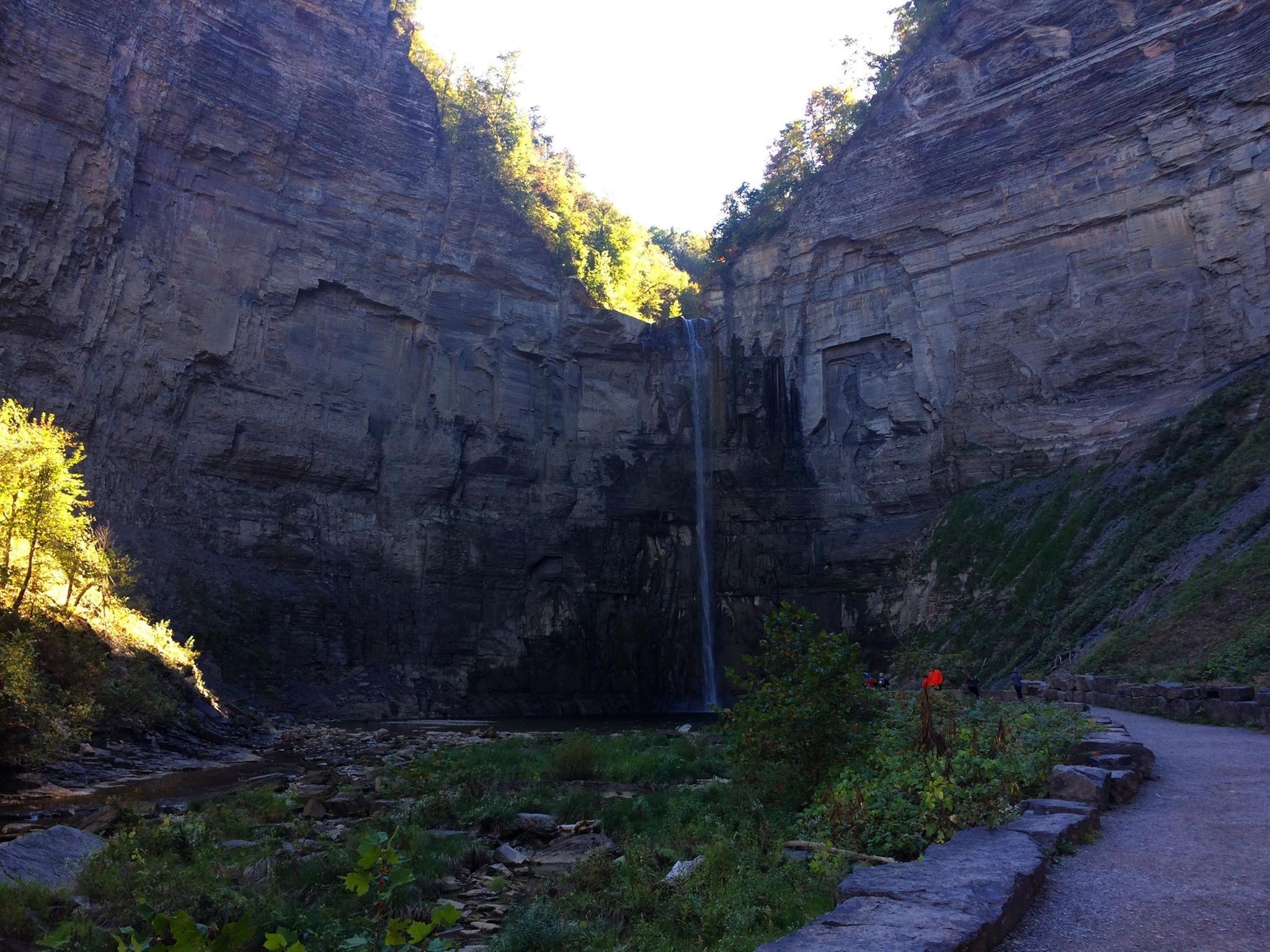 Taughannock Falls in dry flow versus full flow after rainfall — before